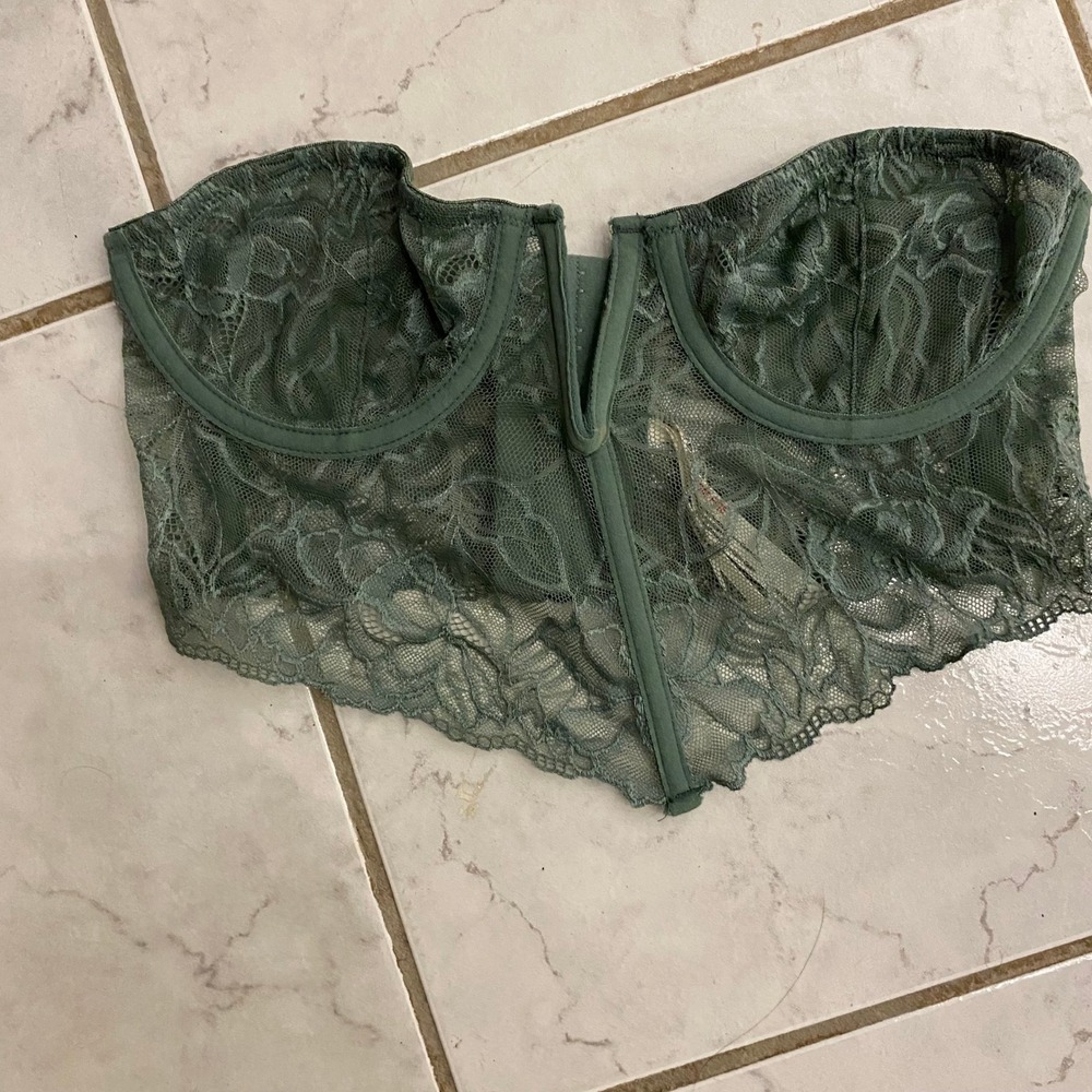 Anthropologie Lace Bustier Corset Top Sage Green Underwire Size S